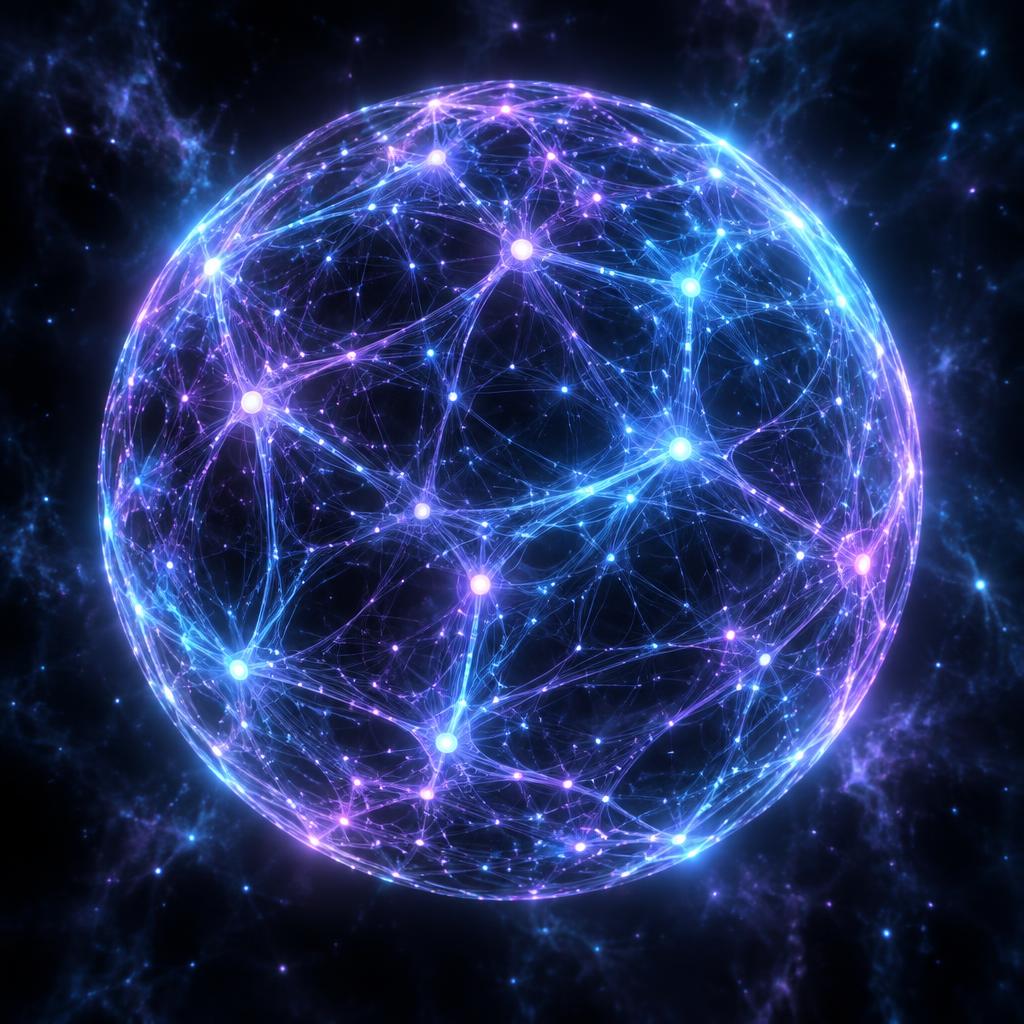Glowing neural orb representing decentralized super intelligence